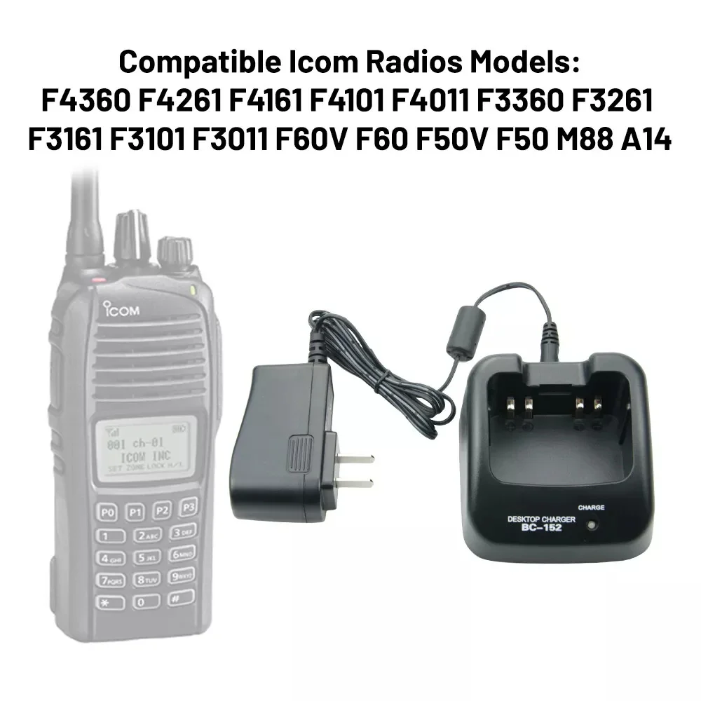 BC-152 Rapid Charger For ICOM IC-F50 IC-61 IC-F50V IC-F60 IC-F60V IC-V85 Radio