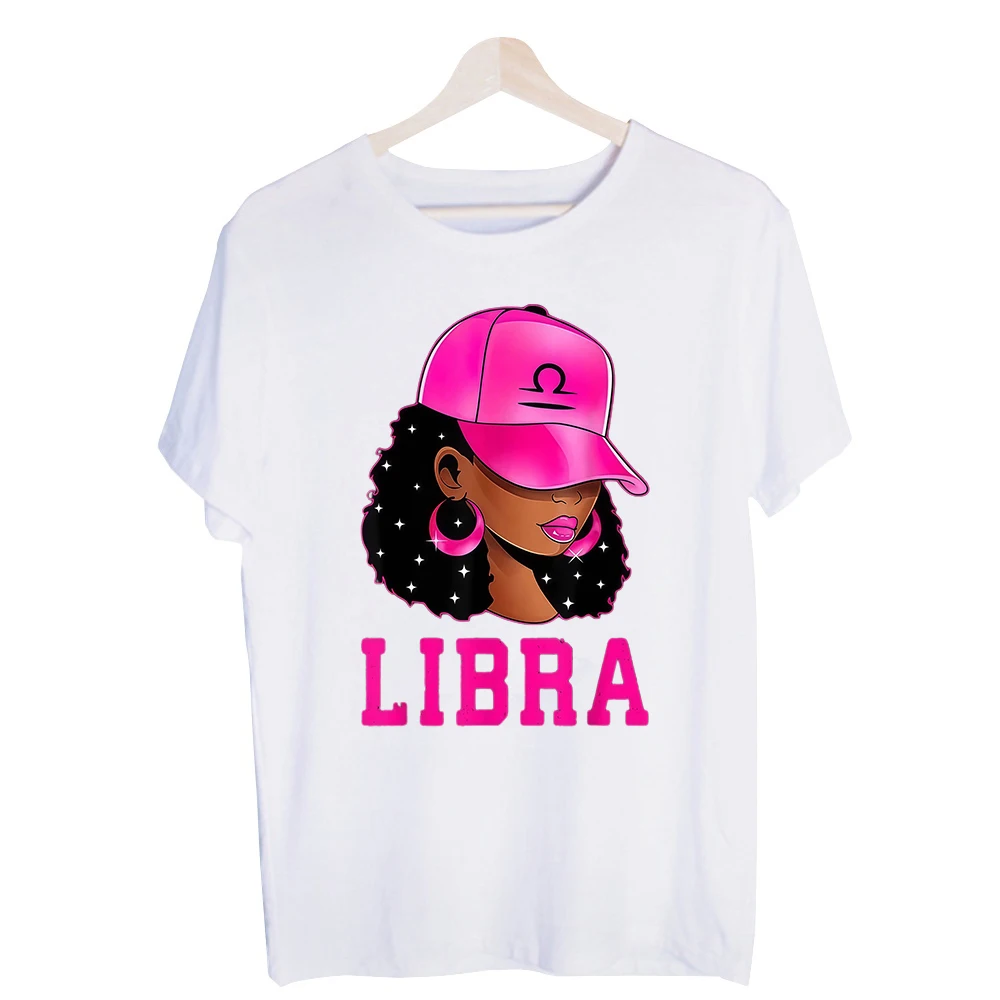 Women's Libra Zodiac Graphic Tee, Short Sleeve Casual Shirt for Daily Wear and Horoscope Enthusiasts