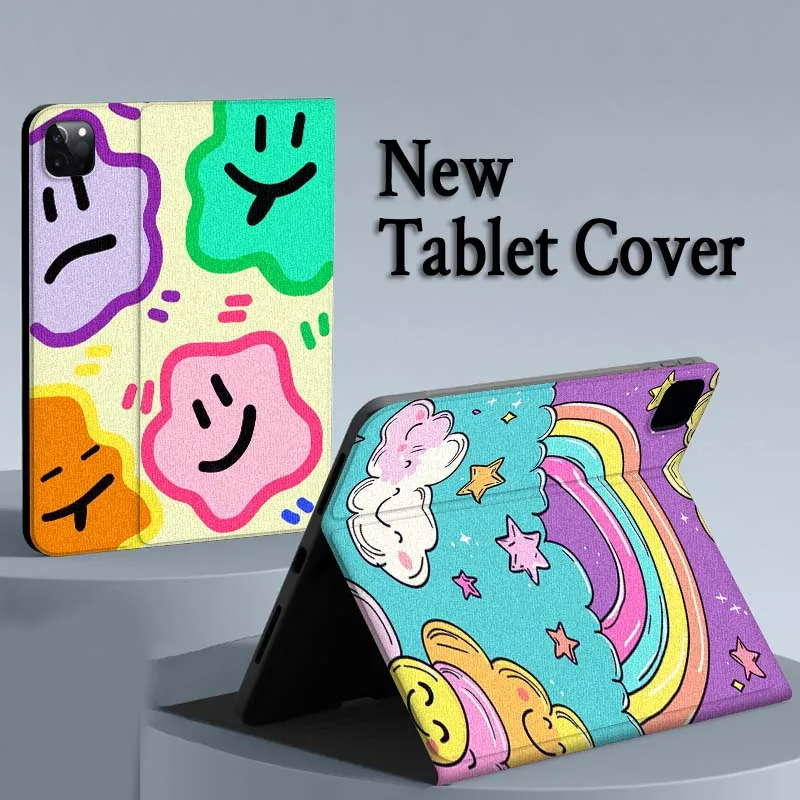 

Colorful healing style Pattern For iPad Air Mini Pro 7 6 5 9.7 11 10.5 12.9 Automatic Sleep/Wake Tablet Case