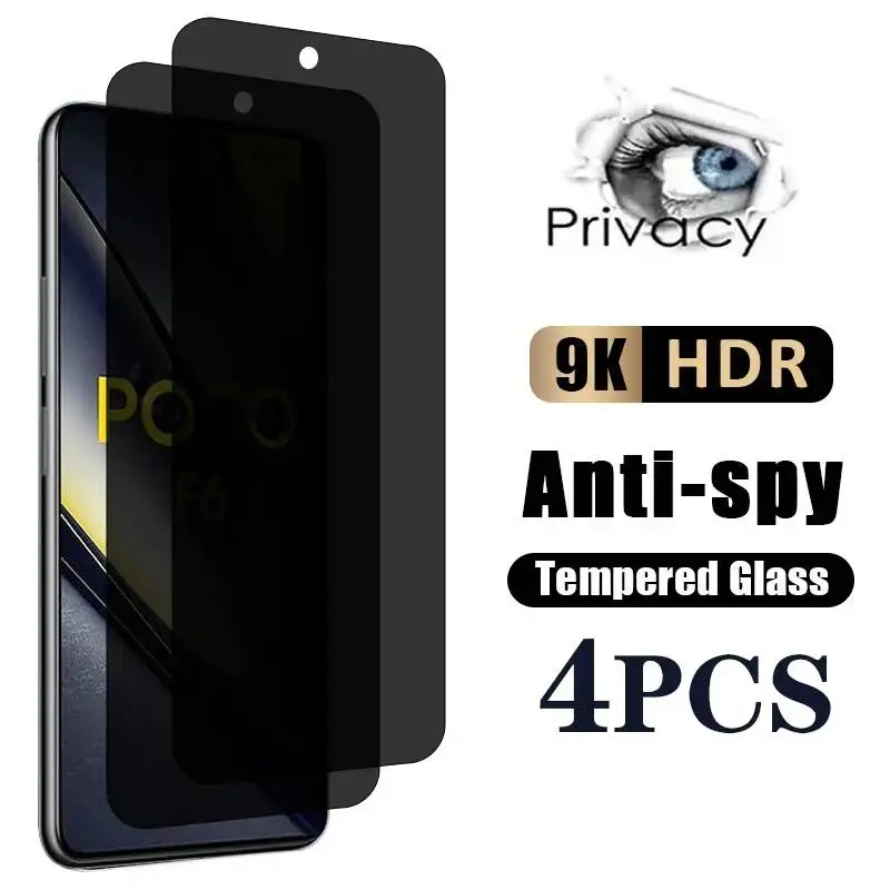 

2-4Pcs Privacy Anti-Spy Tempered Glass for Xiaomi Poco F6 F5 14T 13T 12T 11T Pro Screen Protector Film For Redmi Note 14 14R 14C