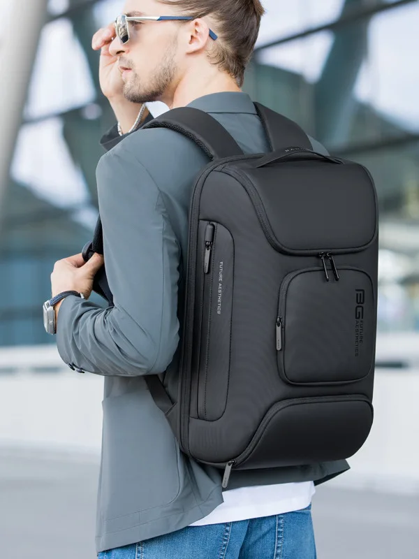 BANGE Men's Large Capacity Business Computer Backpack Double Shoulder Outdoor Travel Backpack Soft Handle Zipper Closure 16 I...