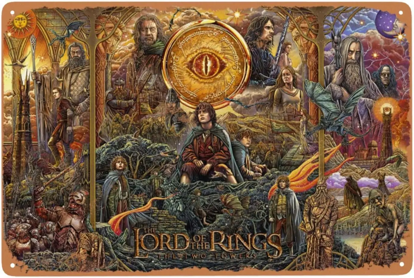 Póster Vintage del Señor de la película The Rings, placa de Metal de la Fellowship of the Ring para habitación, carteles artísticos estéticos para Offi, 1p