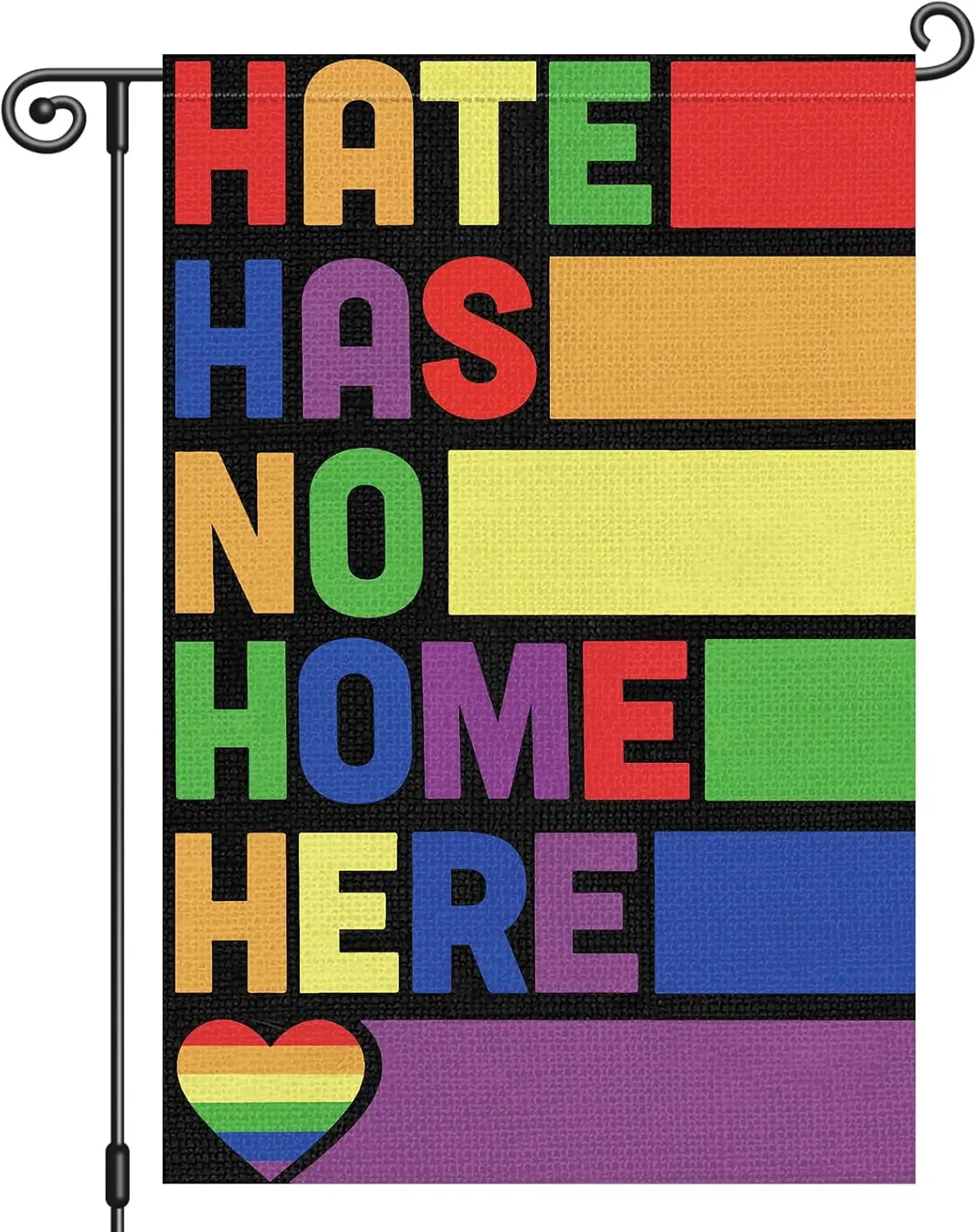 Heyfibro Hate Has No Home Here Garden Flag 12x18 Inch Double Sided Rainbow Pride Outdoor Banner for Pride Month Yard Patio P PPZ