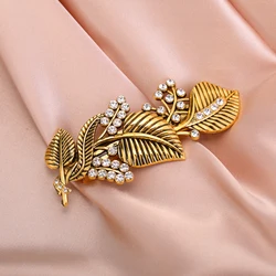 Skyrim Vintage Clear Zircon Leaves Hair Clip Bride Tiara Hairwear Women Retro Hairpin Barrette Accessories Wedding Gift New In