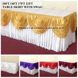 3M Long Ice Silk Table Skirt Tablecloth Skirting With Top Swag Drape For Wedding Event Party Decoration