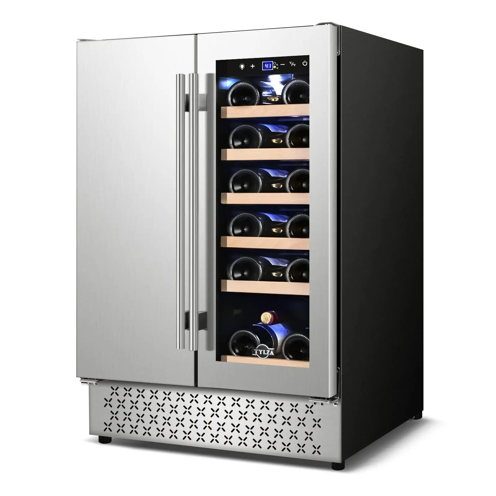 Wine and Beverage Refrigerator, 24 Inch Dual Zone Wine Beverage Cooler, Holds 20 Bottles and 88 Cans, Built-In and