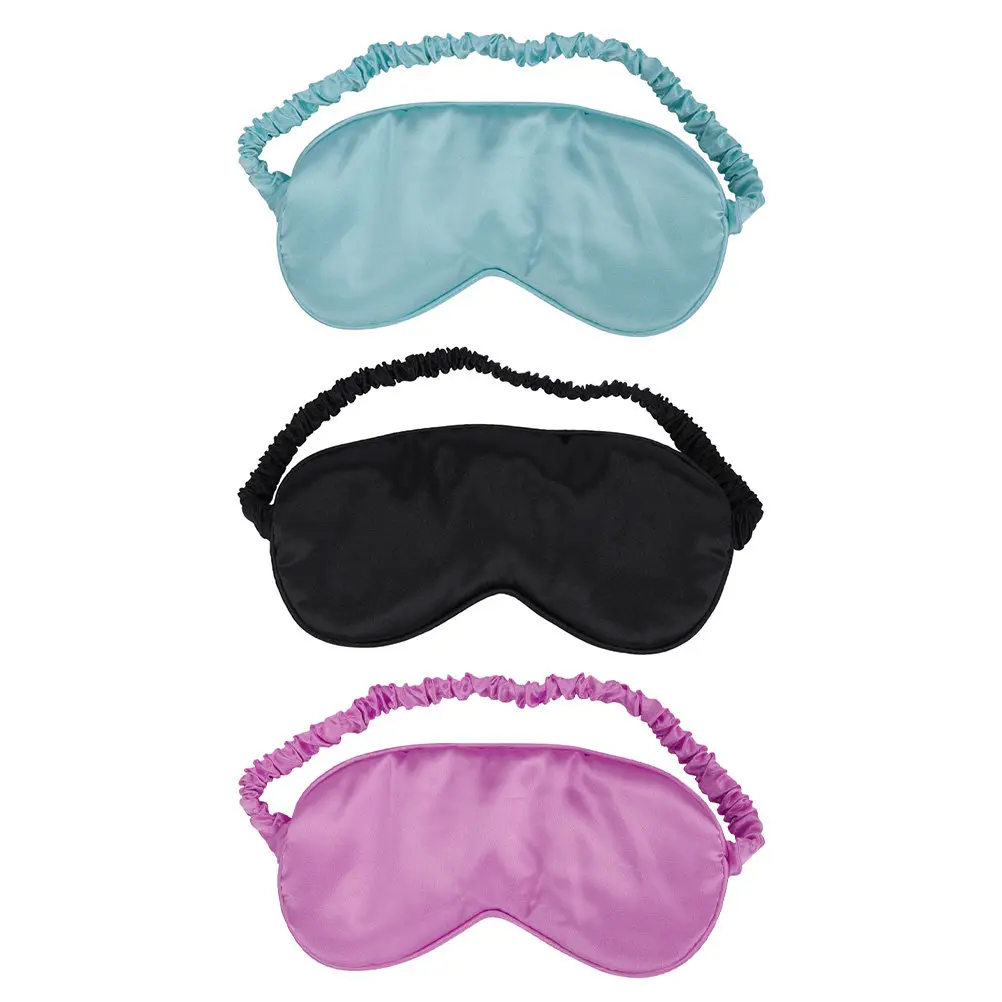 3Pcs Silk Sleeping Eye Cover Satin Sleep Eye Mask Fully Light Blocking Comfortable Elastic Band for Airplane Train Meeting Deep