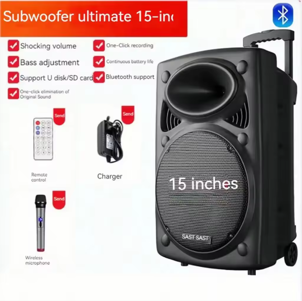 500w רמקול bluetooth רמקול חיצוני חיצוני בנפח גבוה נייד ריקוד הבס רמקול קריוקי נייד רמקול עם מיקרופון סטריאו רמקול עם מיקרופון