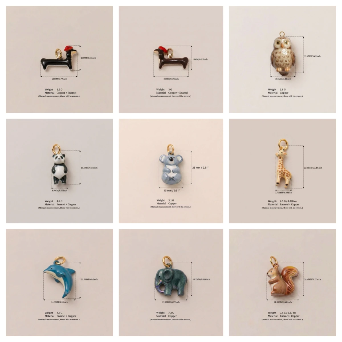 Niedliche und trendige neue Tier-Serie: Eichhörnchen, Eule, Elefant – DIY-Anhänger für die Schmuckherstellung – Detail 2