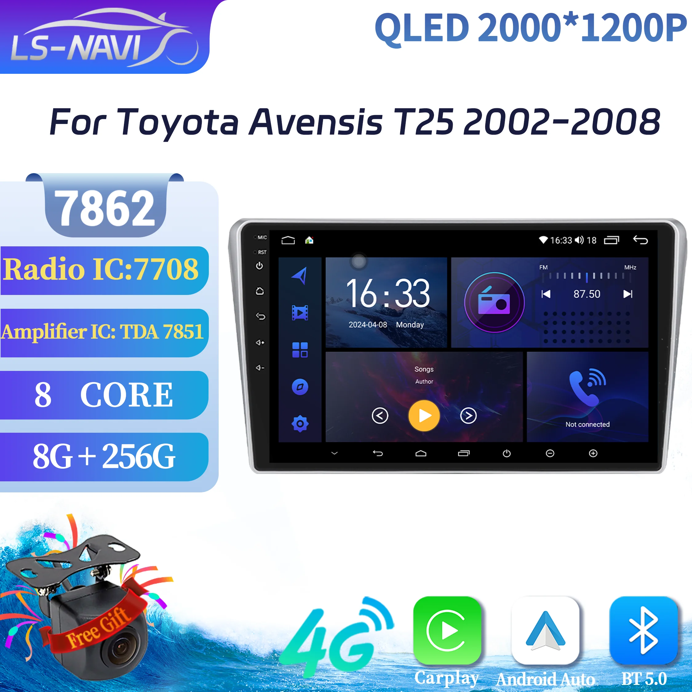 

Android 14 For Toyota Avensis T25 2002-2008 Car Radio Multimedia Navigation GPS Wireless Bluetooth Carplay Touch Screen Stereo