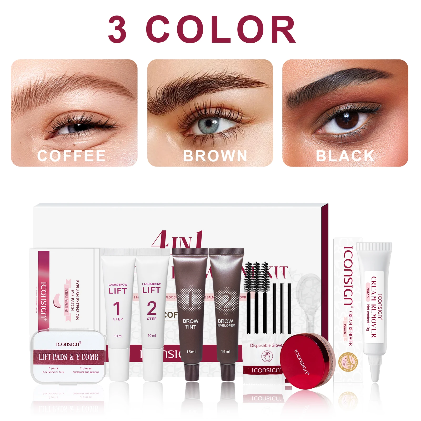 Zestaw do podnoszenia i koloryzacji rzęs Lash Fast Lift And Tint Kit, żel do usuwania kleju do rzęs, szybki profesjonalny zestaw do trwałej na rzęsach 3w1, czarny zestaw do koloryzacji brwi.