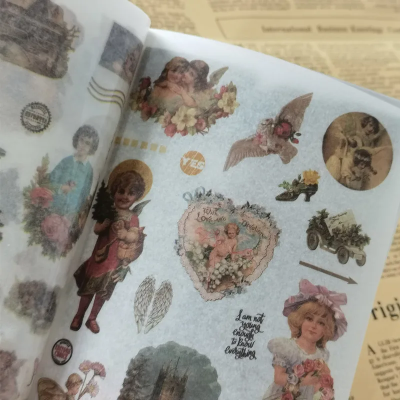 20Pcs Vintage Flower Fairy Decorative PET Sticker Book Scrapbooking Label Diary Stationery Album Retro Collector Journal Planner