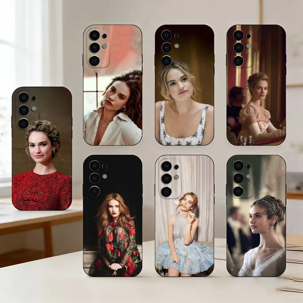 Actor L-Lily James  Phone Case For Samsung S25,S24,S21,S22,S23,S30,Ultra,S20,Plus,Fe,Lite Black Shell