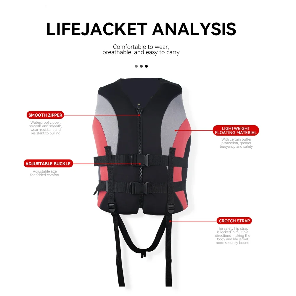 Adult EPE Life Jacket Swimming Water Sports Equipment Buoyancy Vest Portable Wading Rafting Fishing Boating Kayaking Life Vest