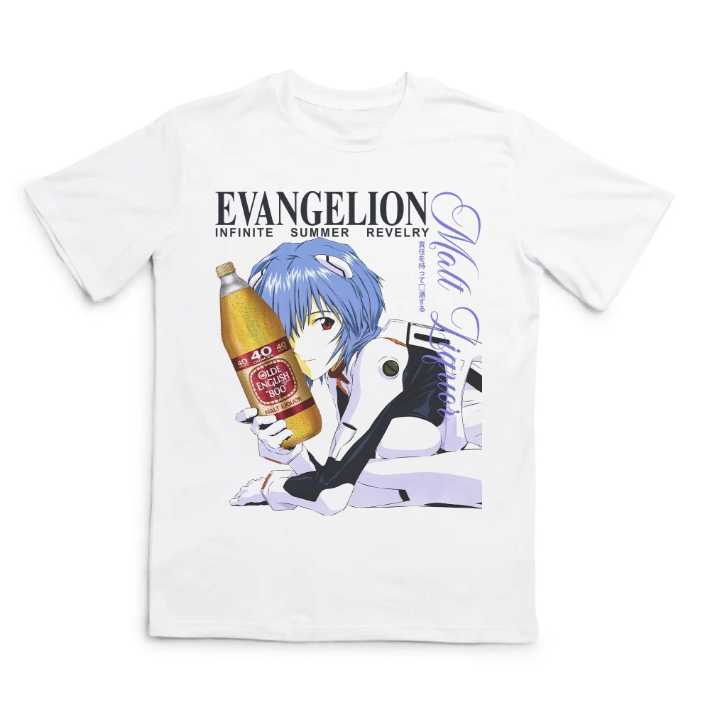 Evangelion Rei T-Shirt Rei Ayanami T-Shirt 90er Anime Grafik-T-Shirt Old English 40er Shirt Kleidung Kurzarm Herren Damen Ganzjährig