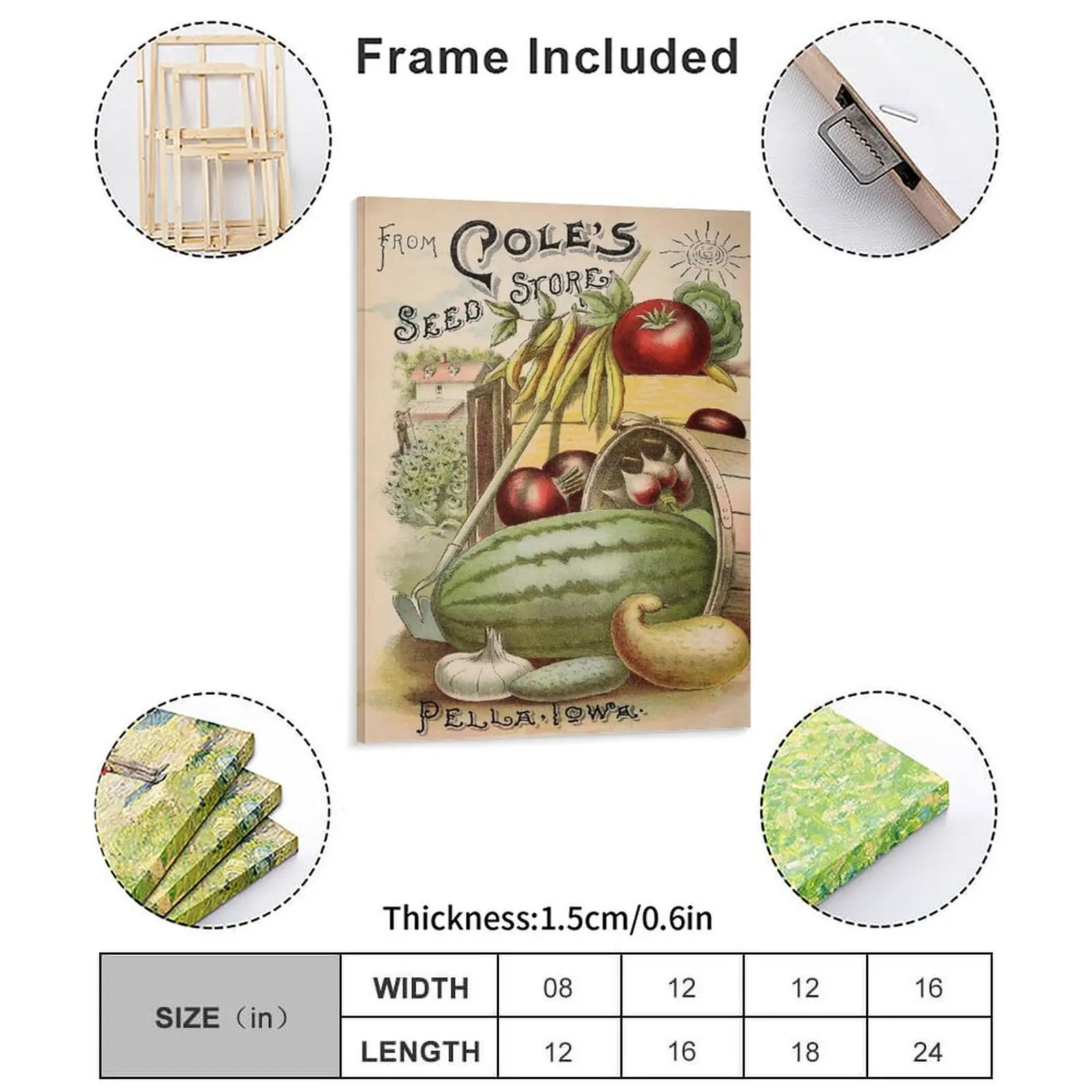 Vintage 1900 Cole S Seed Store Ad Canvas Painting Cinema Poster Designs Wall Decor Garage Plaques Framed Wall Painting