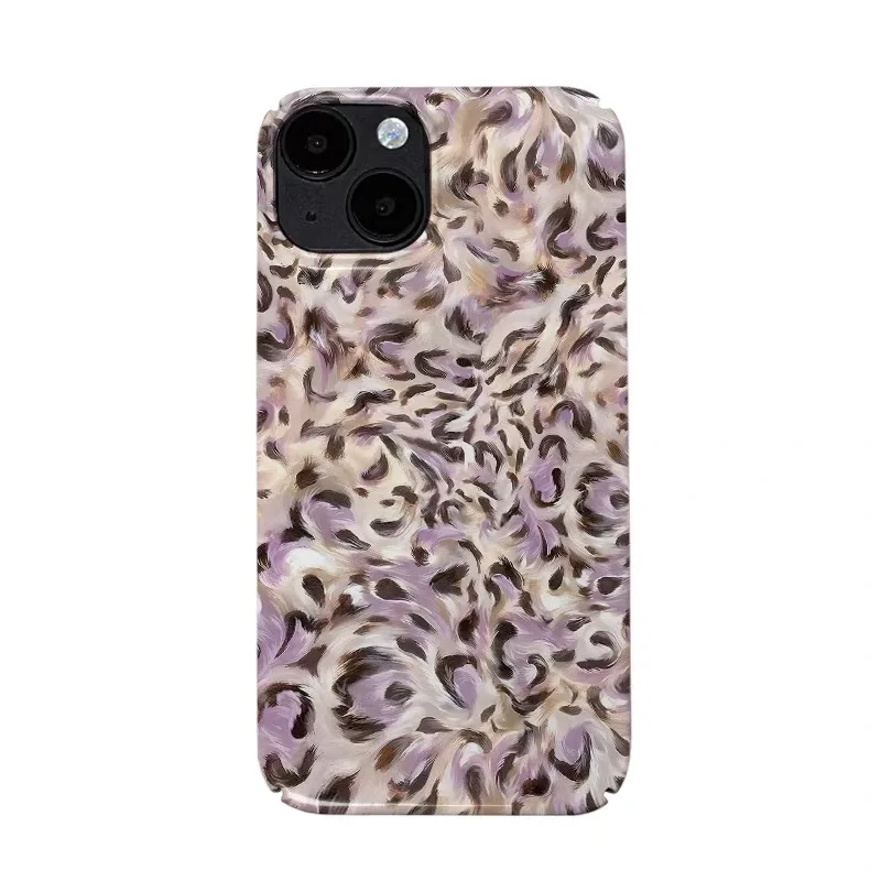 

Pink Purple Leopard Print Art Oil Painting Phone Case for IPHONE 17Air 16E 15PROMAX 14 Plus 13 12 MINI 11 XR Acrylic Phone Cover