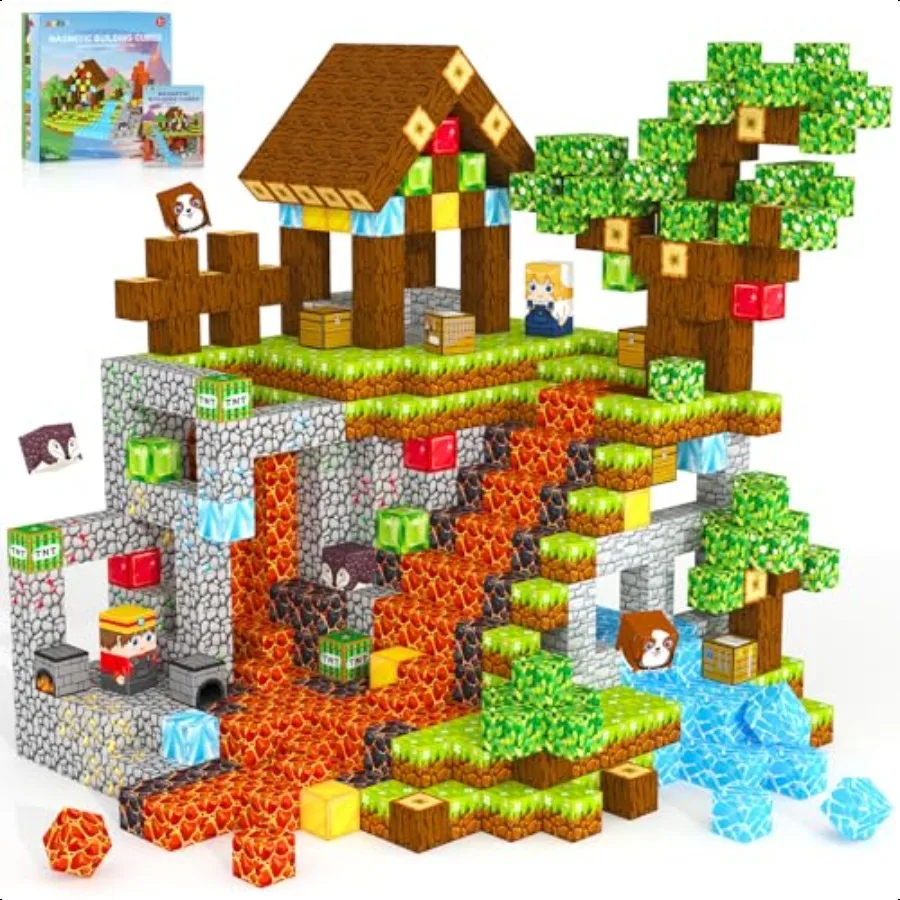 

Magnetic Blocks Magnetic Tiles Building Blocks Magnet Cubes Toddler Toys Sensory STEM Toys for 35 46 57 68 Year Old Boys Girls