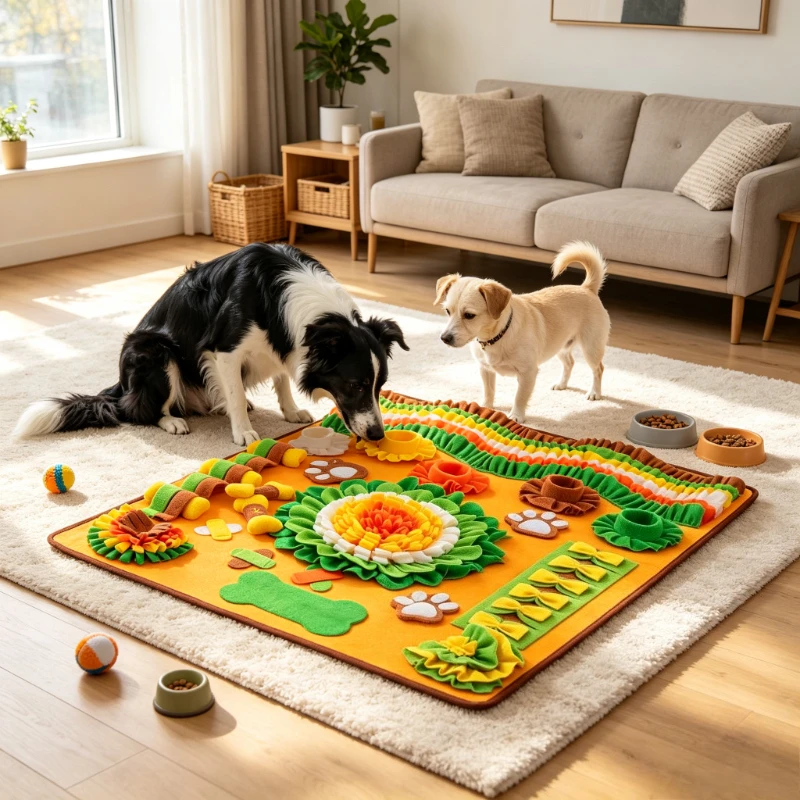 Large Dog Snuffle Mat Interactive Nose Work Feeding Puzzle Training Blanket for Boredom Relief 노즈워크 매트