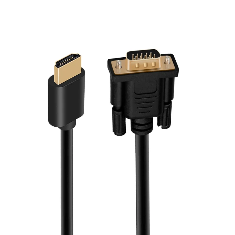 Black HDMI-compatible To VGA Cable Male To Male Drive-free With Chip For Computer/Laptop/PC/Monitors 1/1.5/1.8M Plug&Play Cable