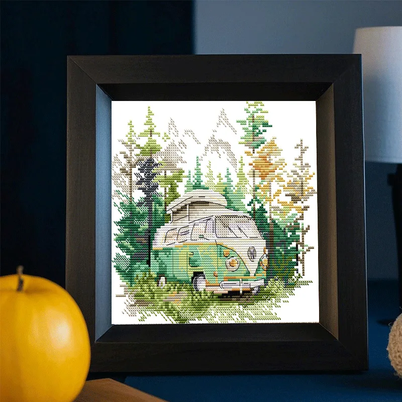 

Soulgift Stamped Pre-Printed Cross Stitch Kits, 9CT/11CT/14CT/16CT DMC Threads, Easy To Follow - Go On Road Trip In The Forest