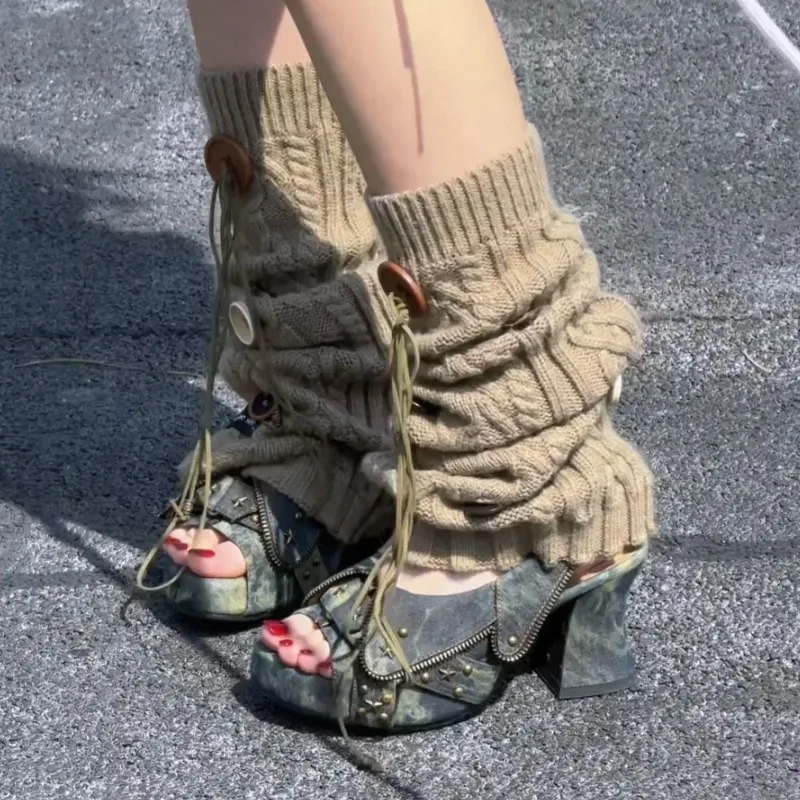 Women's Sandals Brand New Y2K Star Rivet Platform Sandals Luxury Designer Shoes for Women Peep Toe Slingback Denim High Heels