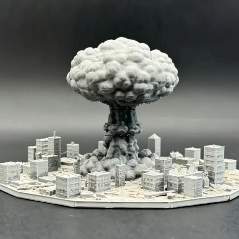 Sci-Fi Apocalypse Mini City Model 3D Printing Diorama Figurine Mini Statue Desktop Decor for Gamer Workstation Room Display Gift