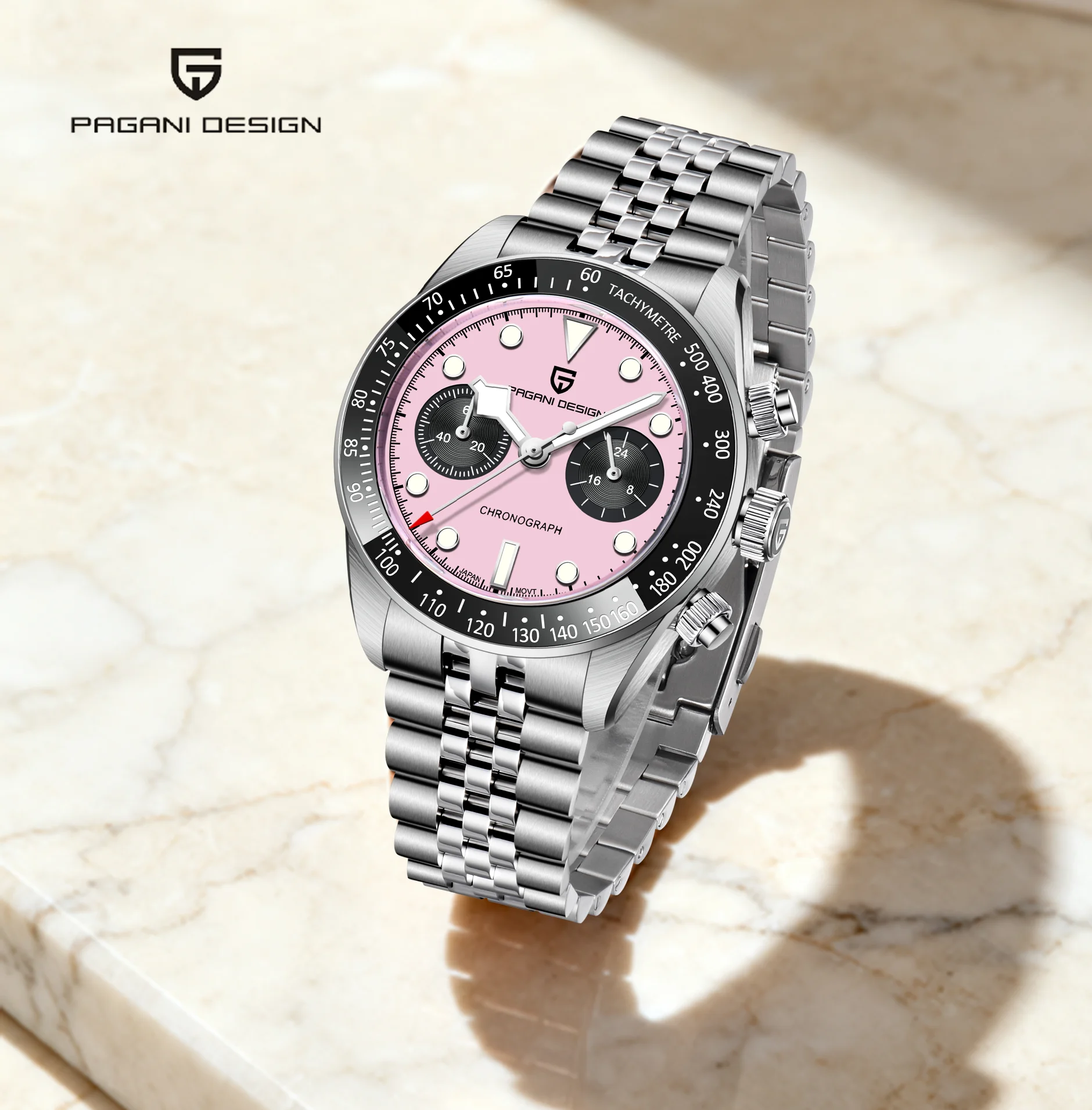 

PAGANI DESIGN 2026, мужские кварцевые часы, роскошный элегантный стиль, хронограф из нержавеющей стали, сапфировое стекло, зеркало, водонепроницаемый дизайн