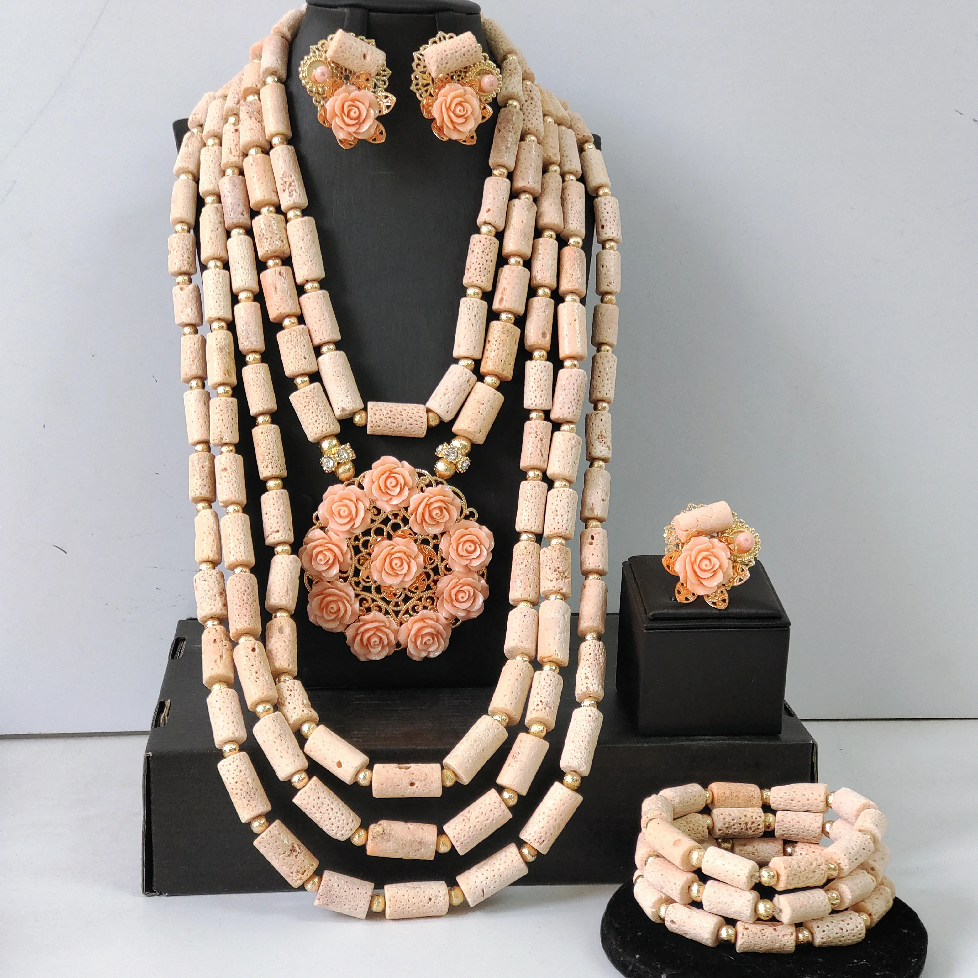 

2026 Full Necklace Original Coral Beads African Jewelry Set Nigerian Wedding Bride Sets