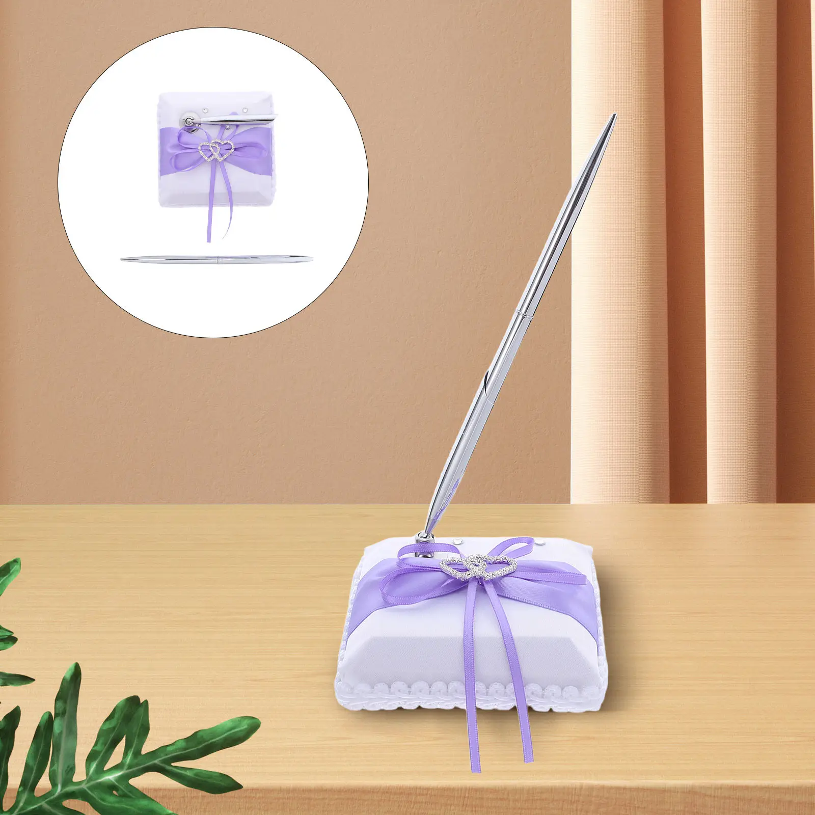 

1Set Bridal Guest Book Pen Romantic Heart-Shaped Stand Ballpoint Writing Tool for Wedding Reception Signing Ceremony Decoration