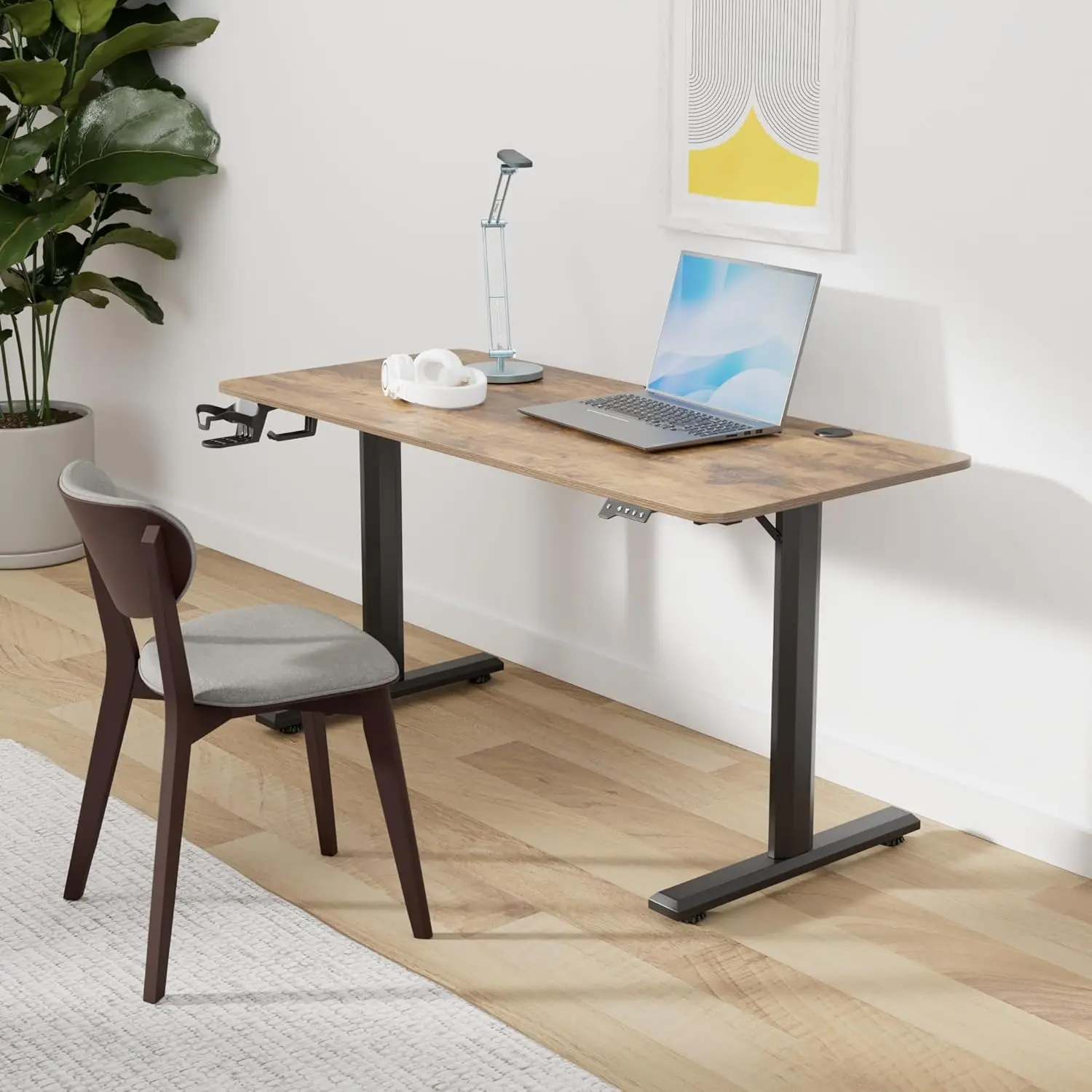 

Height Adjustable Electric Standing Desk, 55 x 24 Inches Stand Up Table, Sit Stand Home Office Desk with Splice Board, R