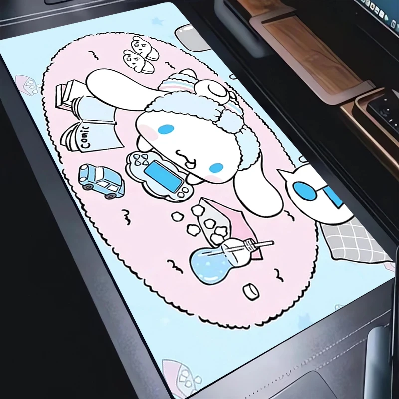 Mouse Pad Office PC Cartoon Kawaii C-cinnamoroll Desk Mat Laptop Anime Pink Flower Keyboard Rug Gaming Accessories XXL Mousepad