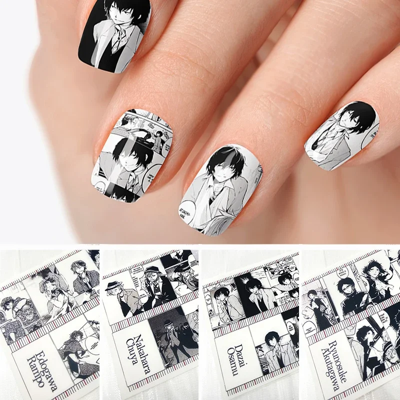 1pc Anime Dazai Osamu Nakahara Chuya Ryunosuke Akutagawa Nail Stickers Uv Gel Needed Nail Decals Cute Mange Tips Accessories