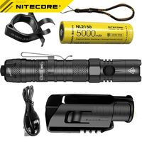 SALE nitecore MH12-v2 1200 Lumen LED USB type-C Rechargeable Flashlight + NL2150 5000mAh 21700 Battery  NTR10 Tactical Ring Pro