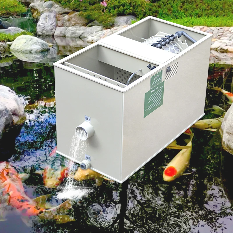 

QihangFull Automatic Fish Pond Filtration System Combi Drum Filter Biological Filter All in One Moving Bed Filter Koi Pond