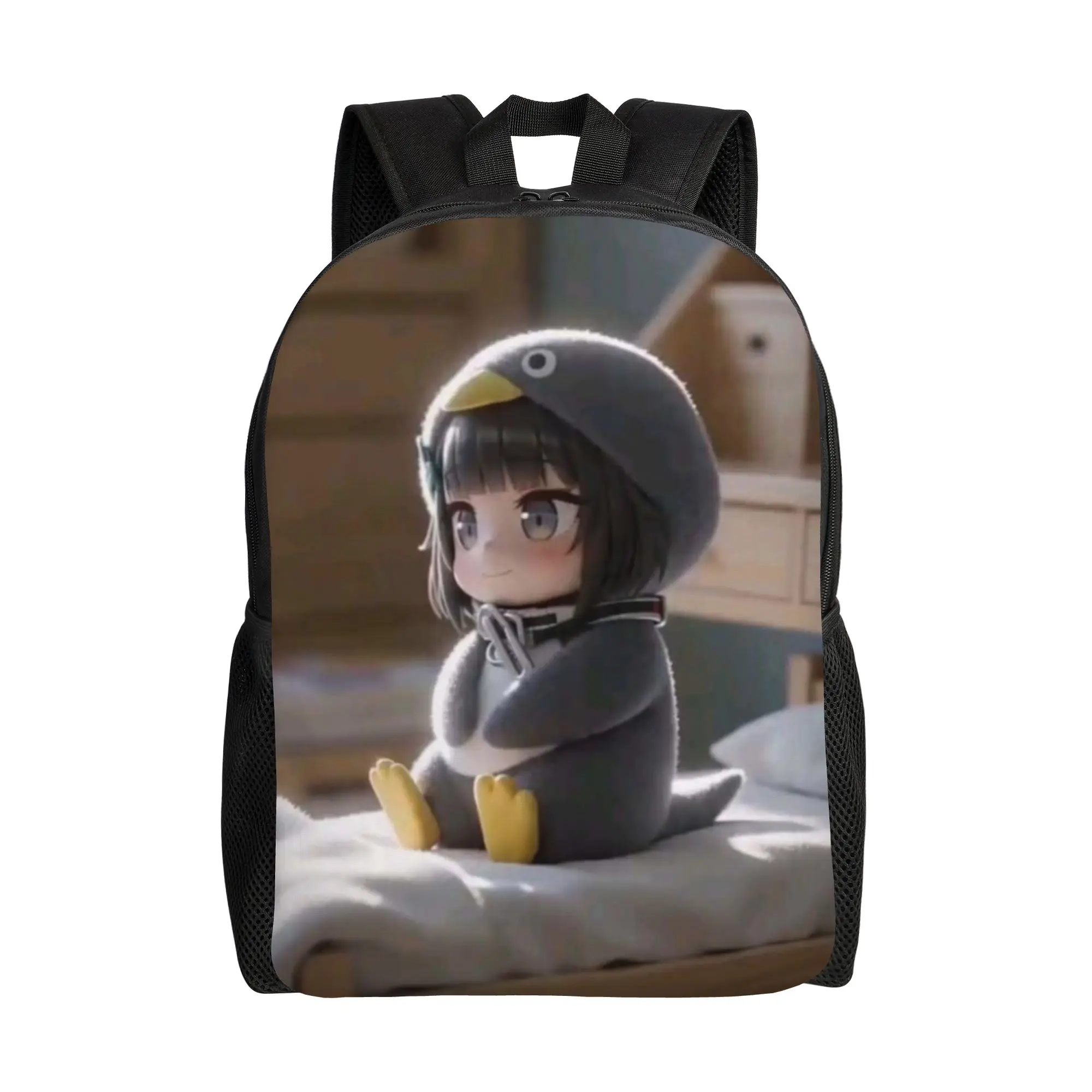 Back to school season gugu gaga Bedside Penguin Girl Soft Cozy Kawaii Cartoon Knapsack College Student Adjustable Strap Backpack