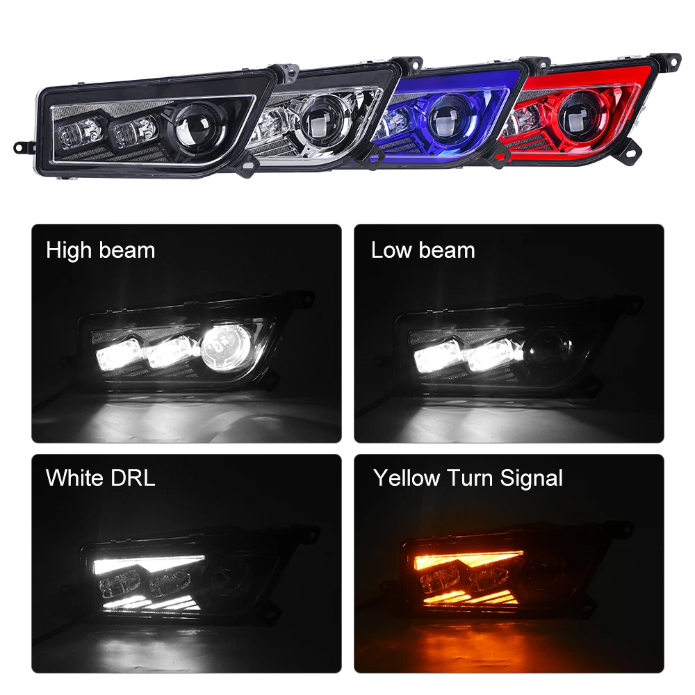 أجزاء وملحقات Atv Utv سطوع فائق 120 واط LED لمبة المصباح H4 H/l شعاع مع عيون الملاك DRL لـ Polaris RZR 1000 14-16 #6