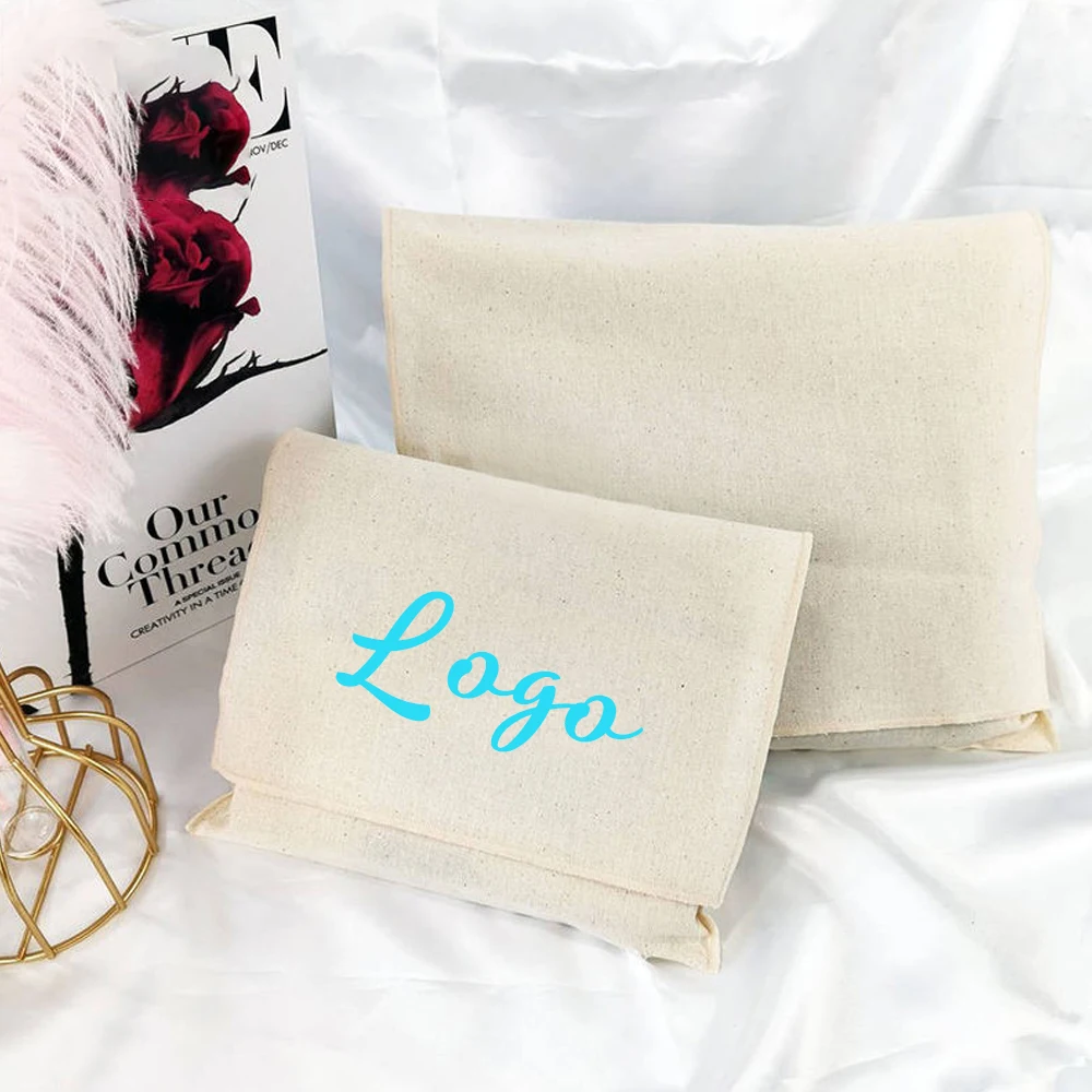 

Custom Logo Jewelry Bag Envelope Cotton Gift Packaging Pouch Flap White Black Cotton Dust Wedding Party Christmas Candy Storage