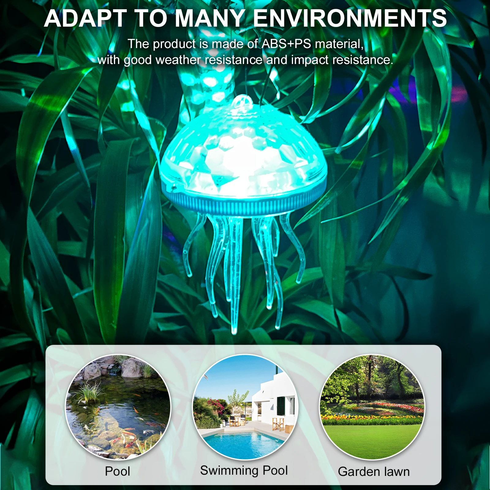 Solar Jellyfish Pool Light Dynamic RGB Color Changing Rechargeable Hanging Light Dimmable Night Light for Party Wedding Decor