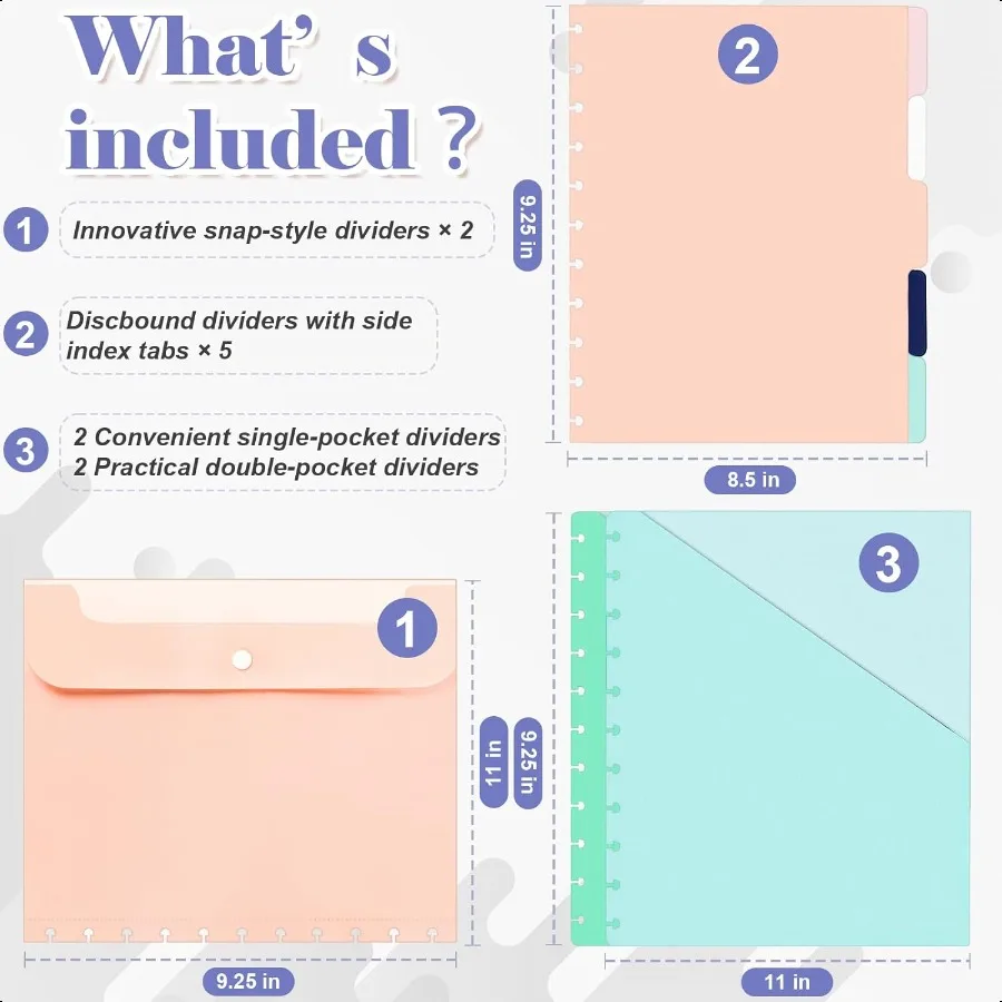 4 stili 11 pezzi formato lettera divisori tascabili discbound inserti tascabili 11 inserti tascabili disco copertura discbound notebook Acco