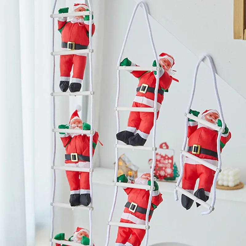 2024 Christmas Ladder And Santa Claus Pendant Christmass Garden Indoor Scene Layout Decorations Children's Holiday Gifts