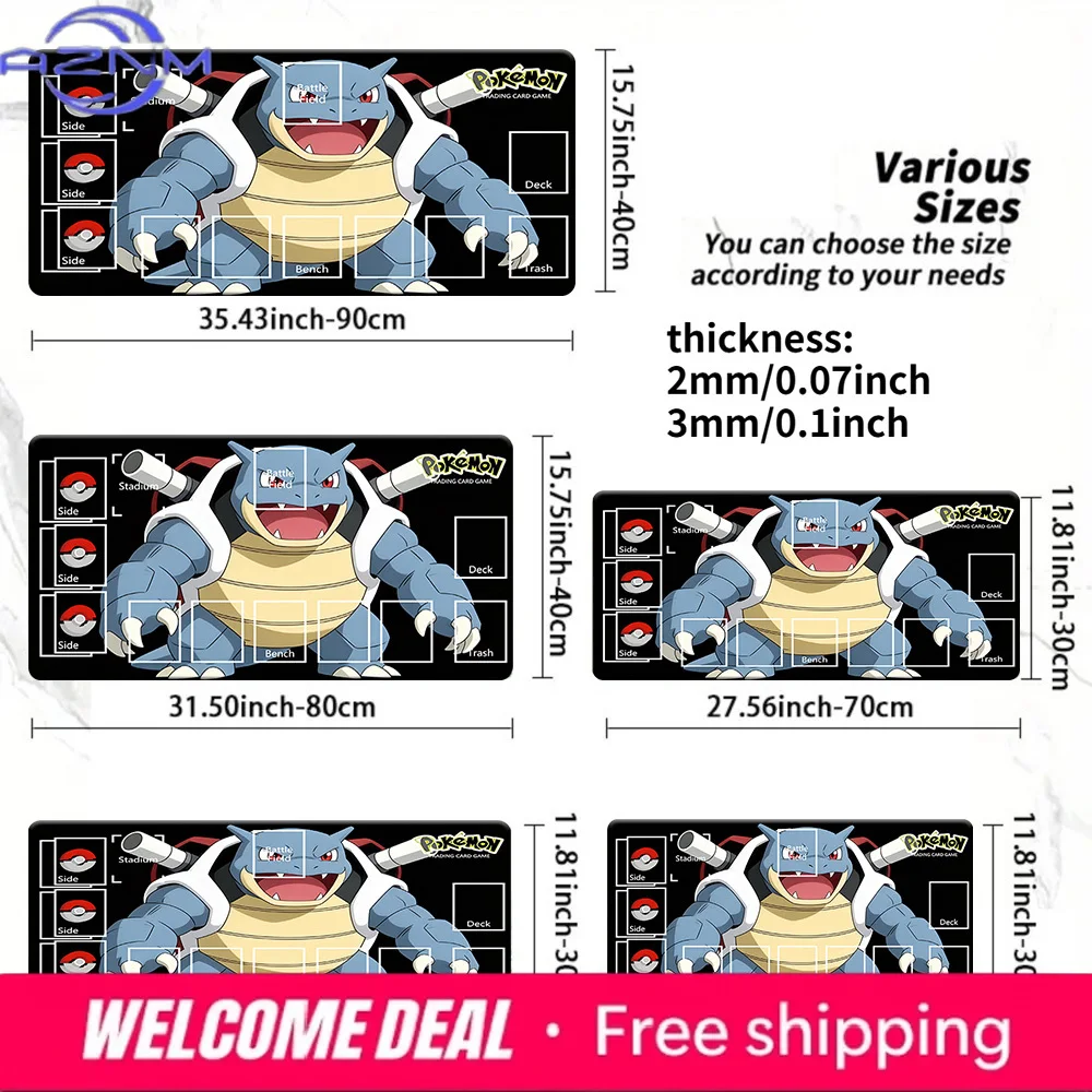 

Игровой коврик Blastoise Pokemon TCG Zoned Battle, большой, нескользящий, для игрового стола, коврик для мыши, различные размеры