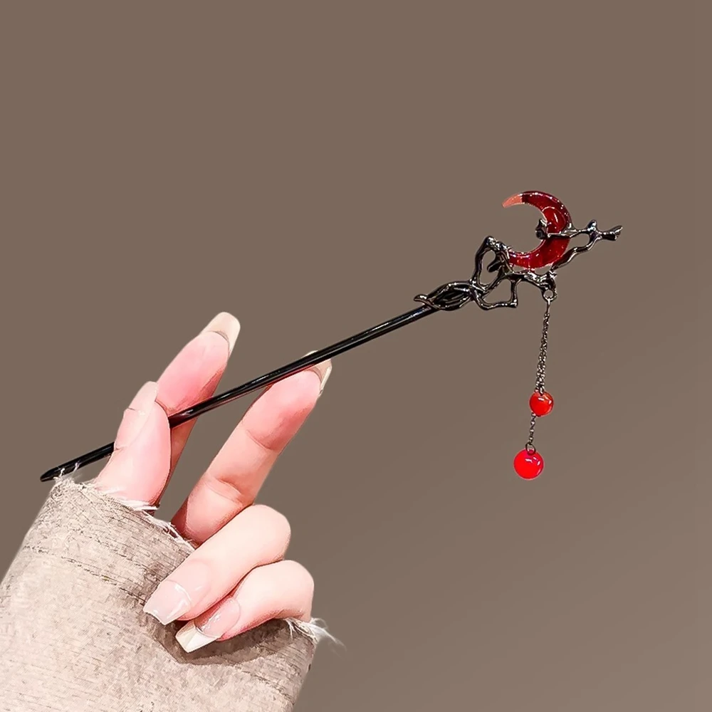 جديد النمط الصيني القمر شرابة الشعر عصا للنساء خمر Hanfu عود الشعر العصي إكسسوارات الشعر