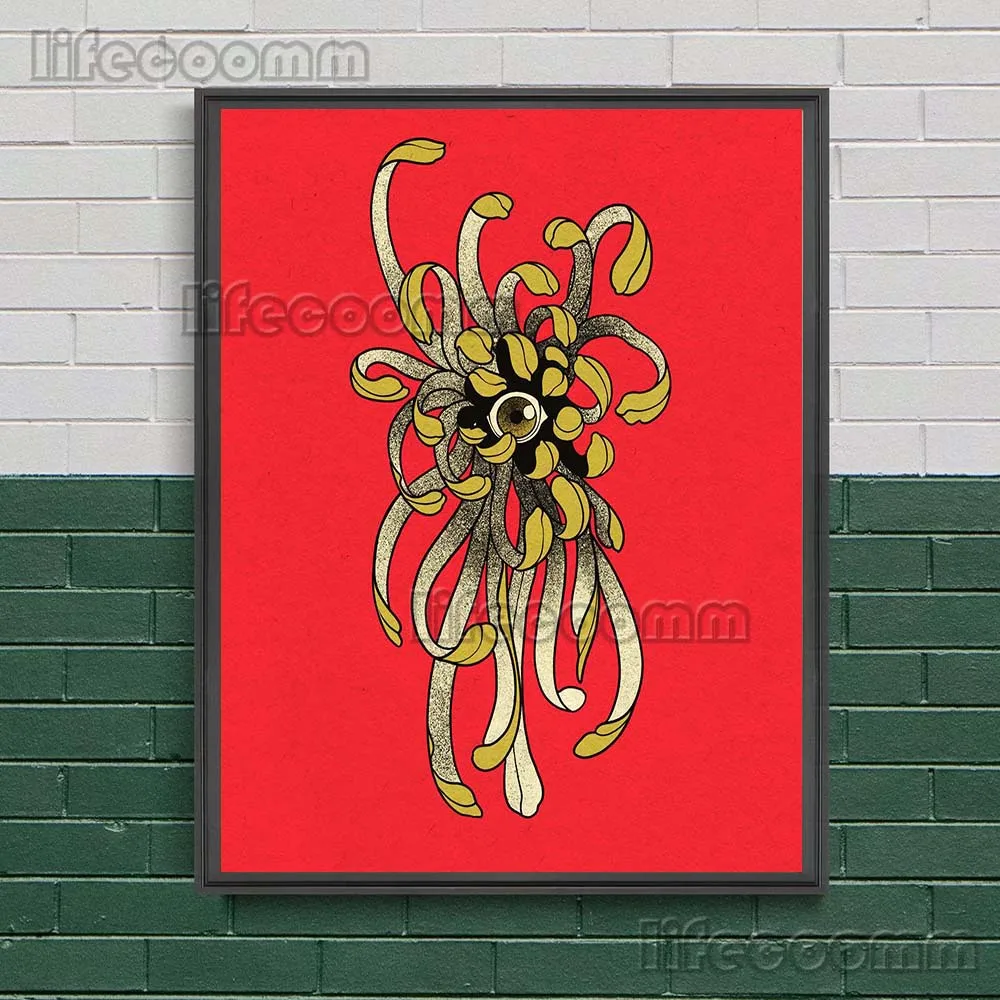 Mysterious Third Eye Skull Abstract Art Poster Print Snake Wrapped Around Skeleton Hand Vintage Wall Art Canvas Painting Decor