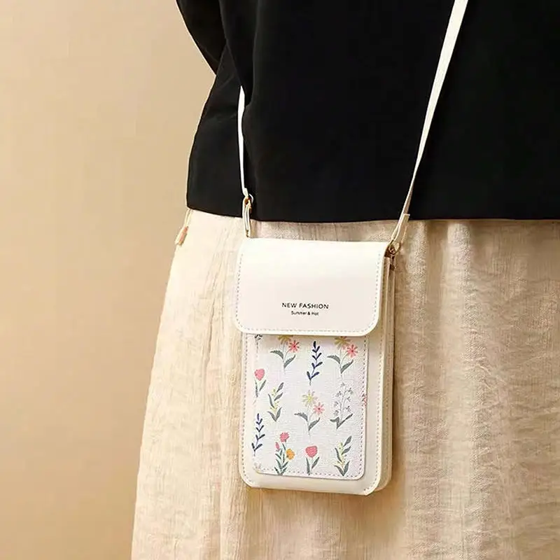 

Touchable Women Crossbody Bags Women Cell Phone Storage Pouch Mini Handbag Sweet Shoulder Bag Purses Daily Versatile Wallets