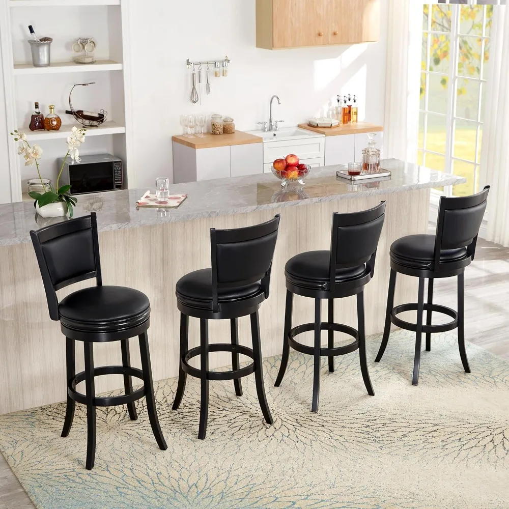 Swivel Pub Height Barstool 29 Inch Seat Height Black Set of 1