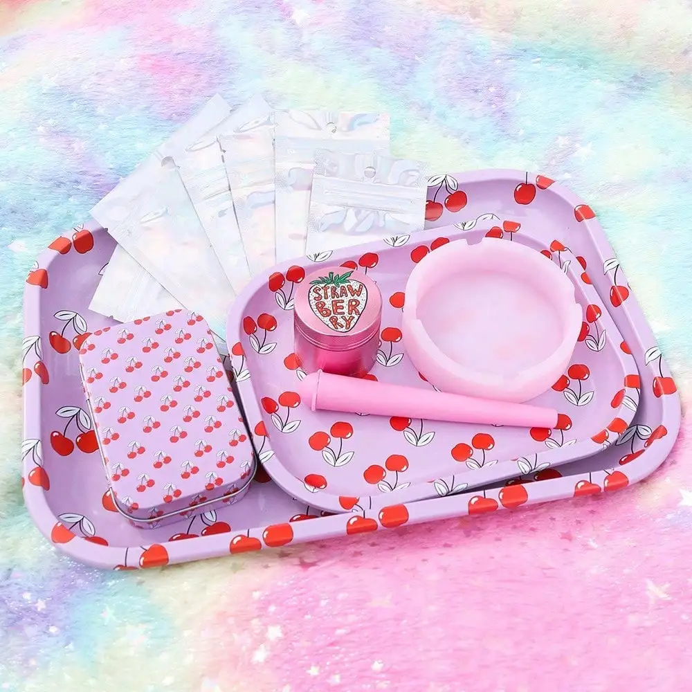 

12pcs Rolling Tray Set, Cherry & Strawberry Lovers Can't Miss It! | Smoking Accessories