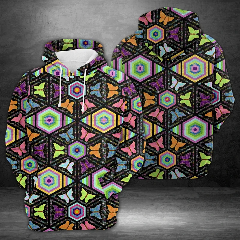 Men's Hoodies 3D Prints Colorful Puzzle Graphic Sweatshirt Drawstring Sportwear Long Sleeve Street Pullover Y2k Men's Clothing