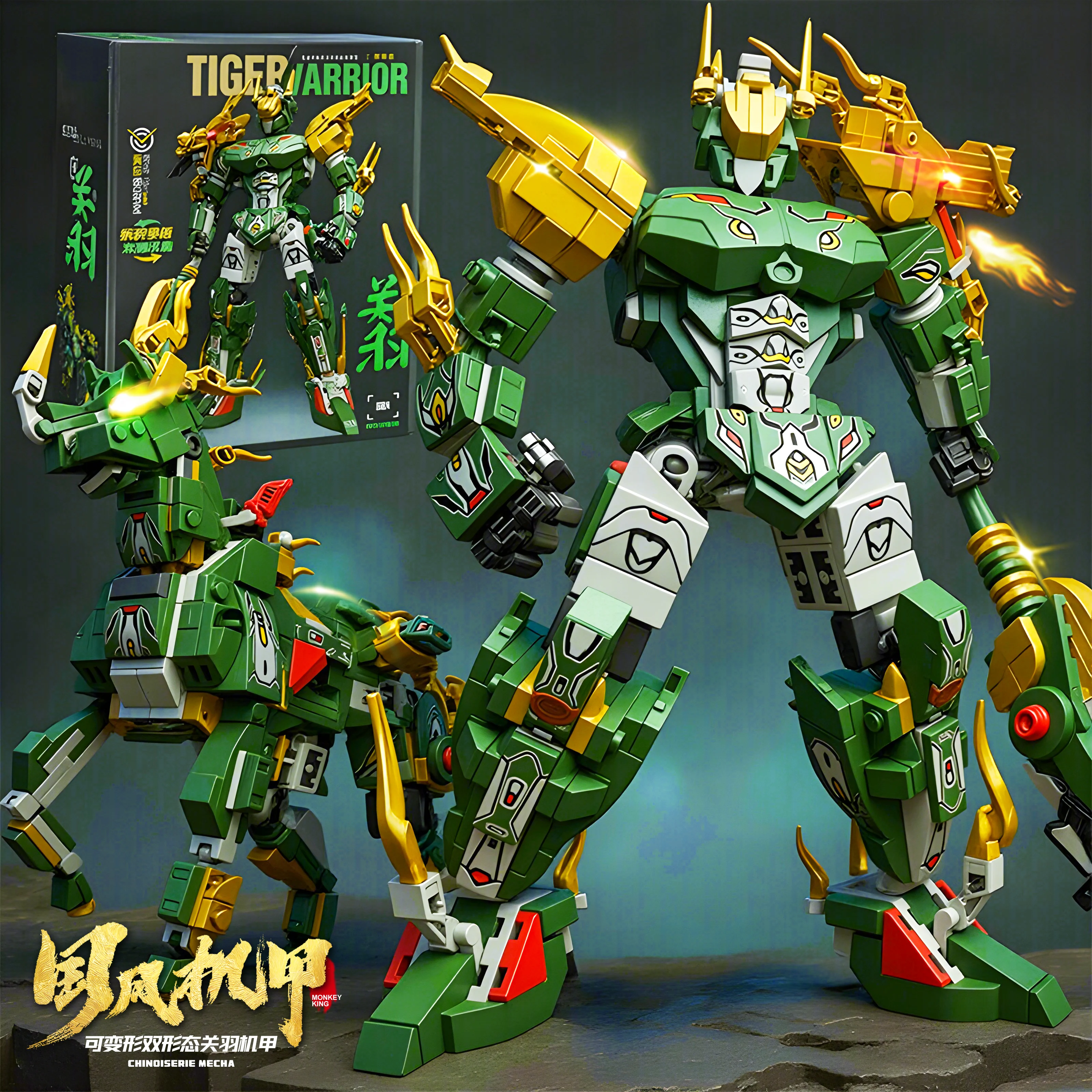 

Green Transformable Robot Horse Building Blocks Super Hero Mecha DIY Figure Animal Bricks Gift for Boys Girls Kids Toys
