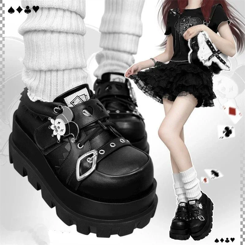 

Female Poker Joker Clown Decoration Elevator Shoes Halloween Gift 2025 NEW Street Style Girls Lolita Gothic Platform Shoes